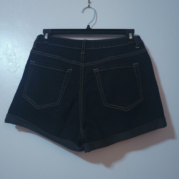 Forever 21 Women's Size 26 Denim High Rise Shorts Dark Wash Rolled Cuff Summer - Picture 4 of 8